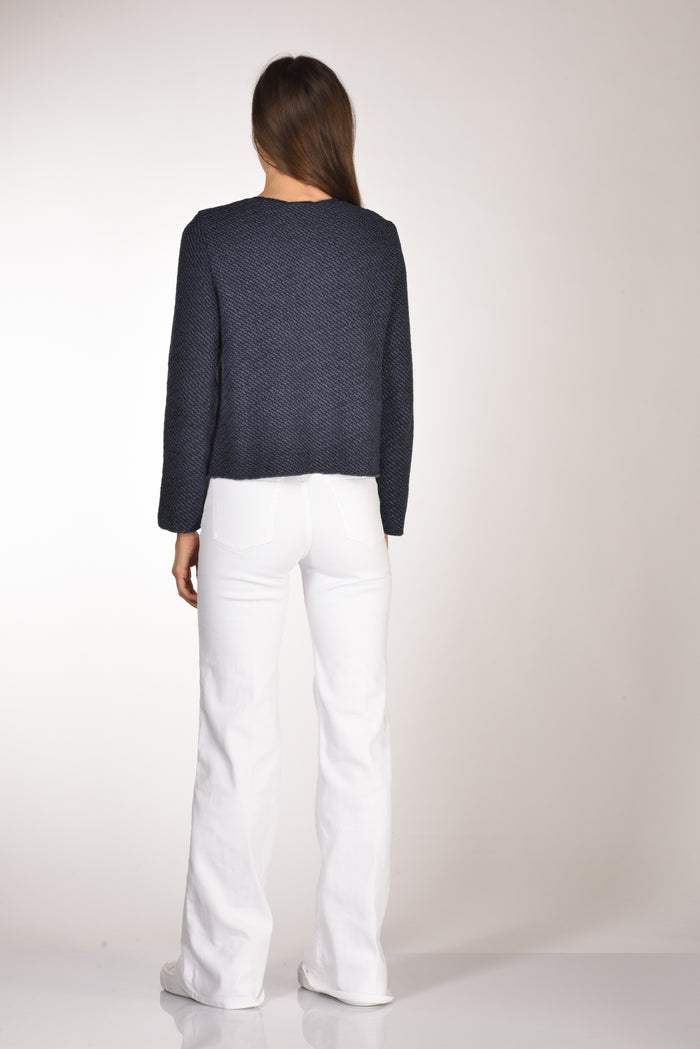 Base Milano Giacca Maglia Blu Donna - 5