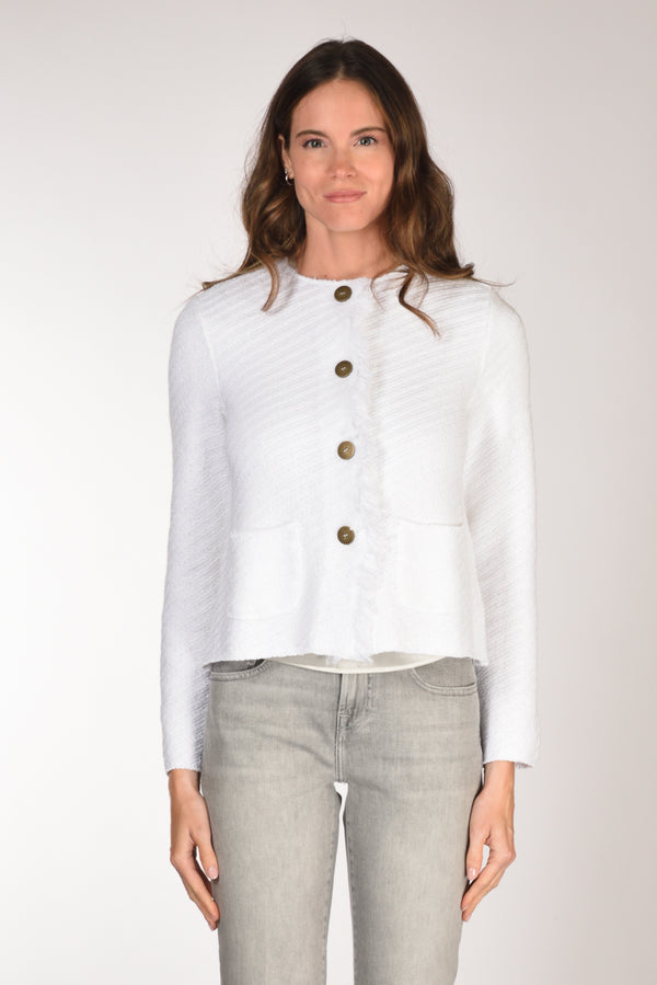 Base Milano Giacca Maglia Bianco Donna-2