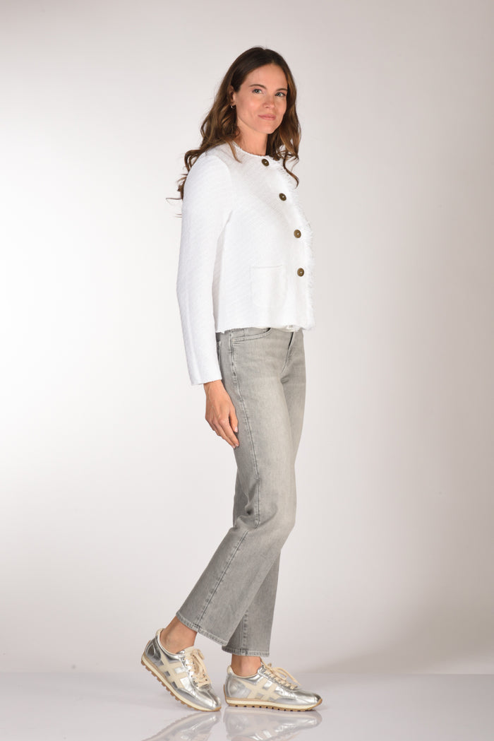 Base Milano Giacca Maglia Bianco Donna - 4