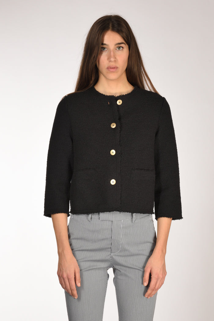 Base Milano Giacca Maglia Nero Donna - 2