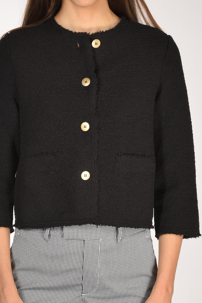 Base Milano Giacca Maglia Nero Donna - 3