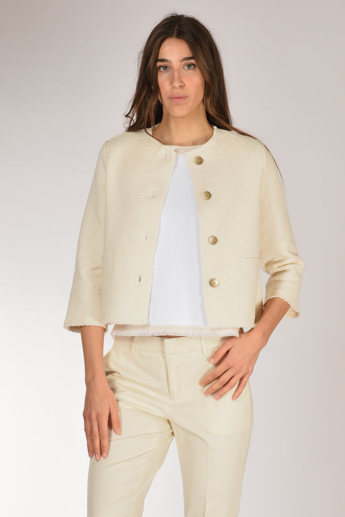 Base Milano Giacca Maglia Bianco Naturale Donna - 1