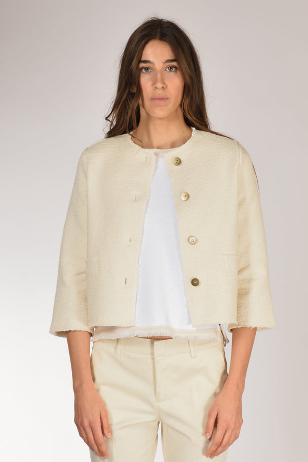 Base Milano Giacca Maglia Bianco Naturale Donna-2