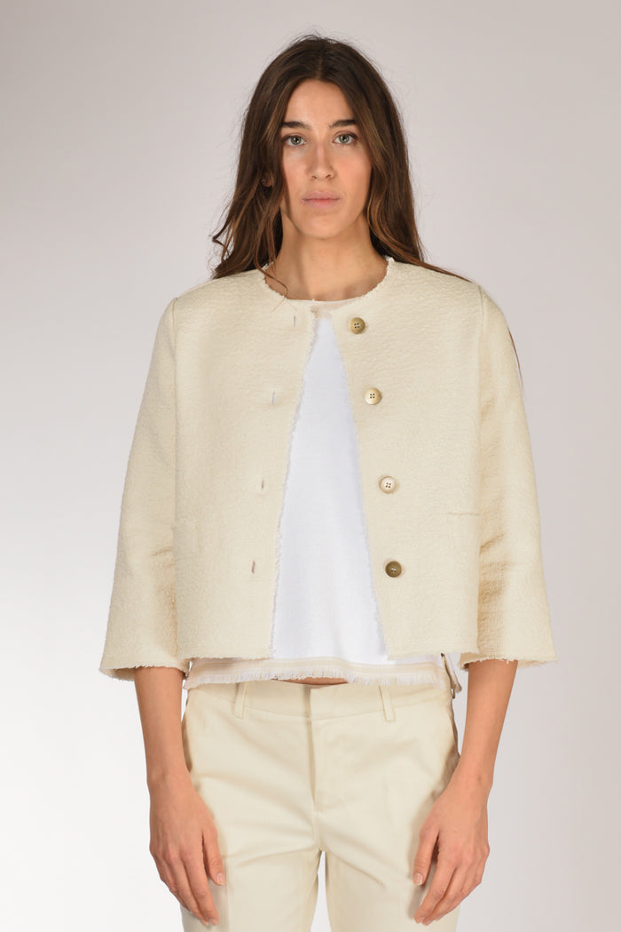 Base Milano Giacca Maglia Bianco Naturale Donna - 2