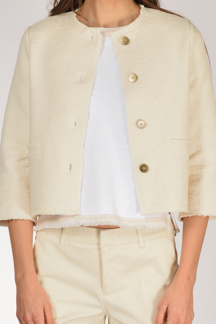 Base Milano Giacca Maglia Bianco Naturale Donna - 3