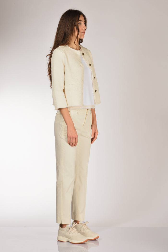 Base Milano Giacca Maglia Bianco Naturale Donna - 4