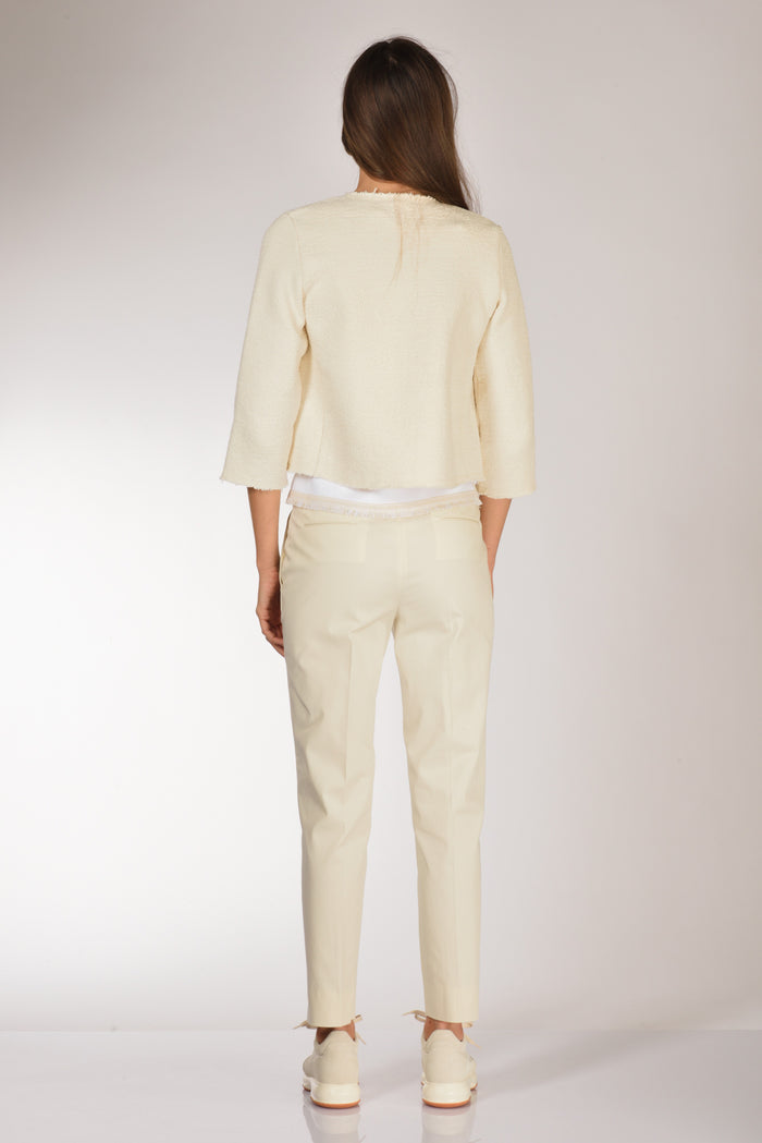 Base Milano Giacca Maglia Bianco Naturale Donna - 5