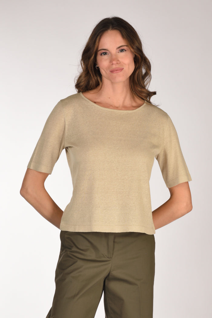 Base Milano Maglia Over Beige Donna - 1