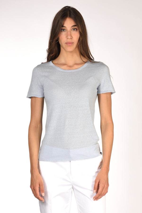 Base Milano Tshirt Mm Azzurro Donna-2
