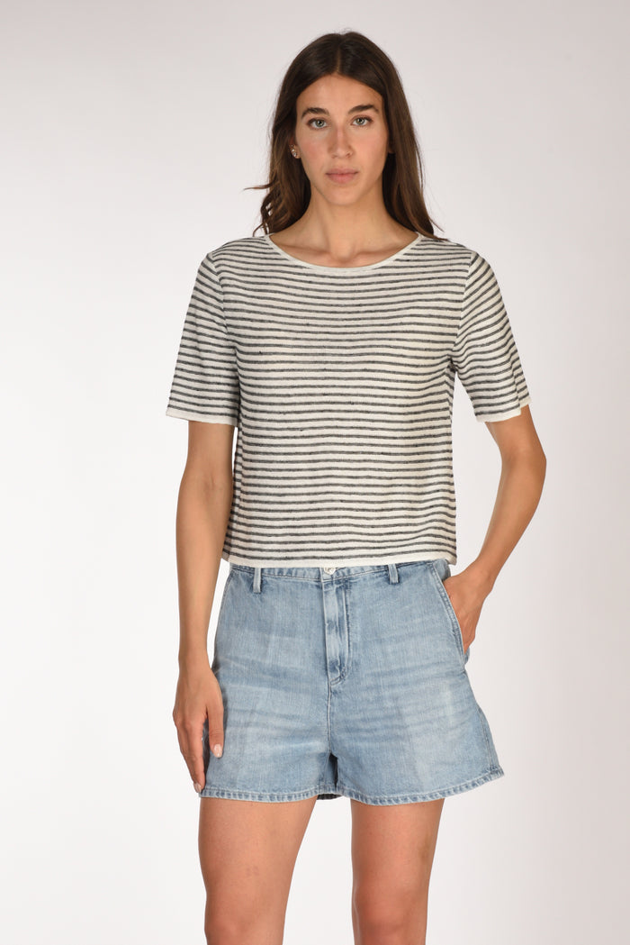 Base Milano Maglia Rigata Nero/bianco Donna - 1