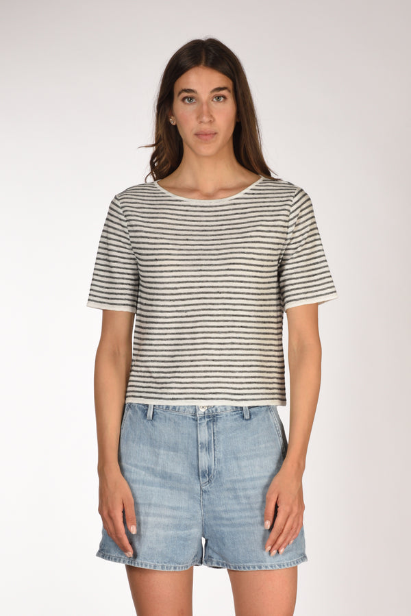 Base Milano Maglia Rigata Nero/bianco Donna-2