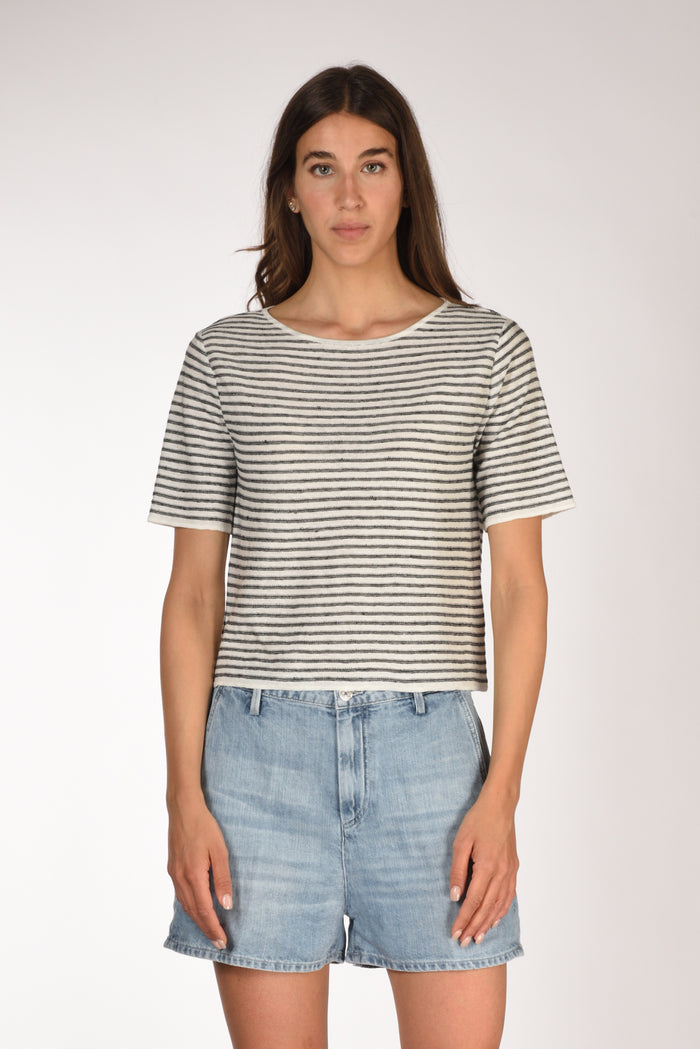 Base Milano Maglia Rigata Nero/bianco Donna - 2