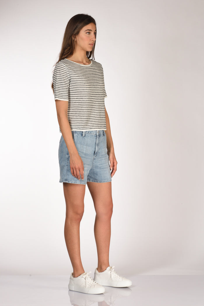 Base Milano Maglia Rigata Nero/bianco Donna - 4