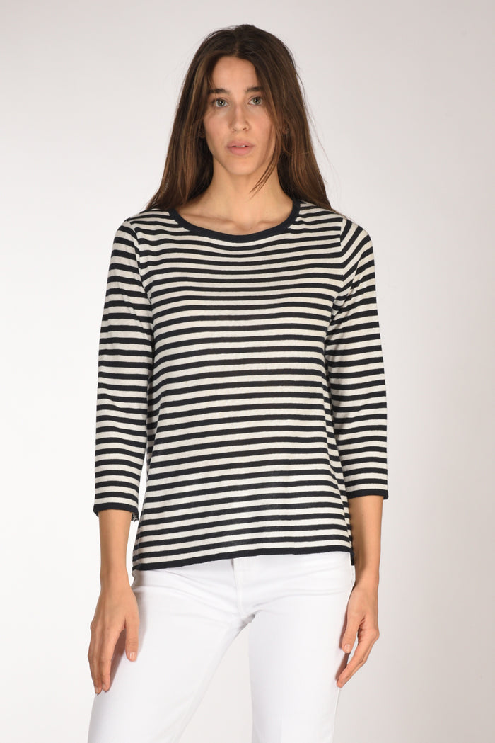 Base Milano Maglia Rigata Blu/bianco Donna - 1