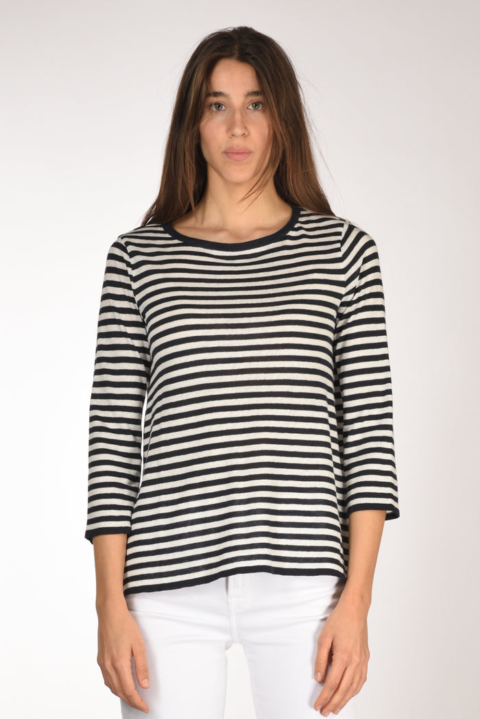 Base Milano Maglia Rigata Blu/bianco Donna - 2