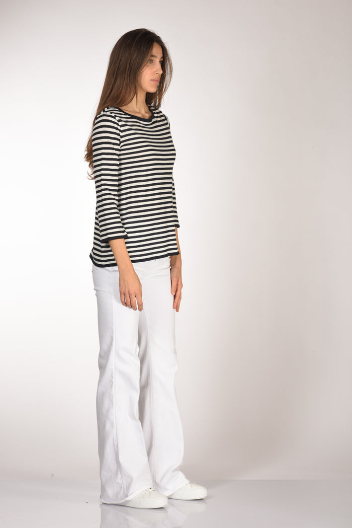 Base Milano Maglia Rigata Blu/bianco Donna - 4