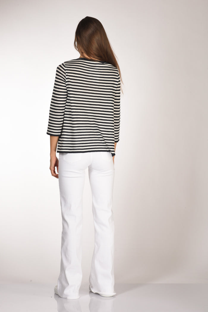 Base Milano Maglia Rigata Blu/bianco Donna - 5