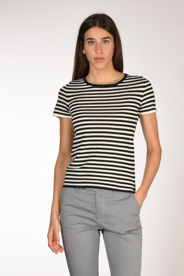 Base Milano Maglia Rigata Nero/bianco Donna