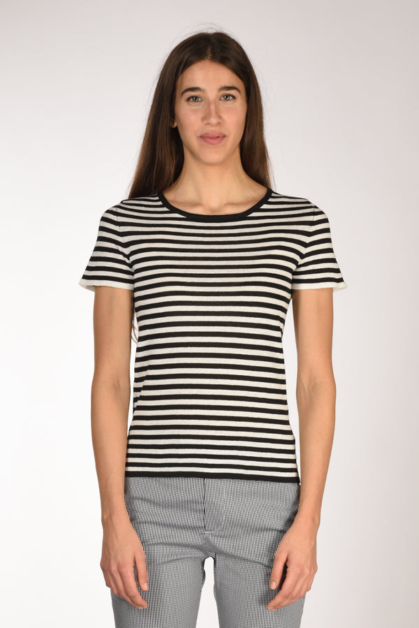 Base Milano Maglia Rigata Nero/bianco Donna-2