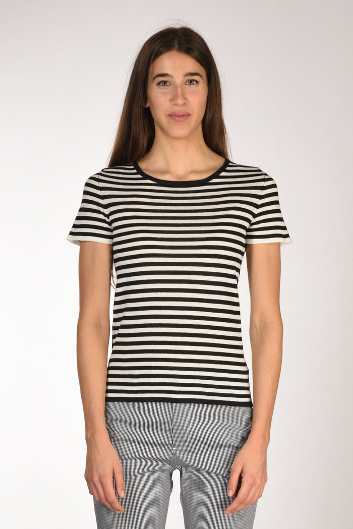 Base Milano Maglia Rigata Nero/bianco Donna - 2