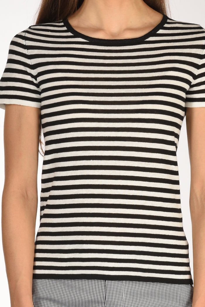 Base Milano Maglia Rigata Nero/bianco Donna - 3