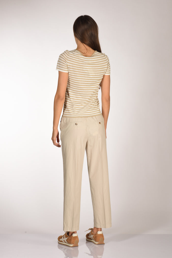 Base Milano Maglia Rigata Beige/bianco Donna - 5