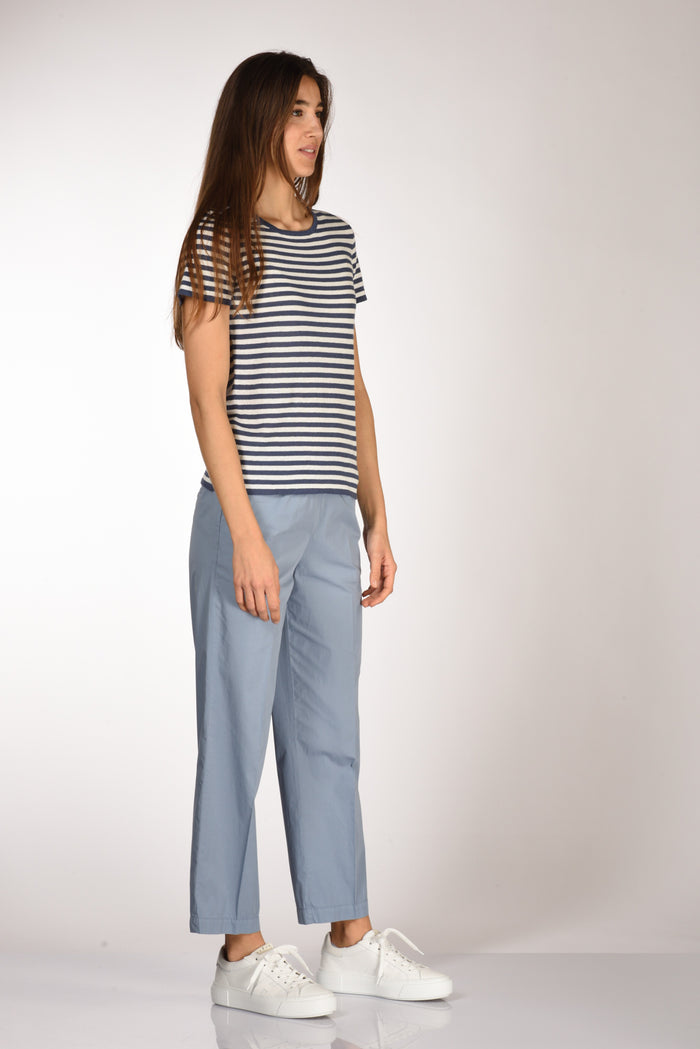 Base Milano Maglia Rigata Bianco/blu Chiaro Donna - 4