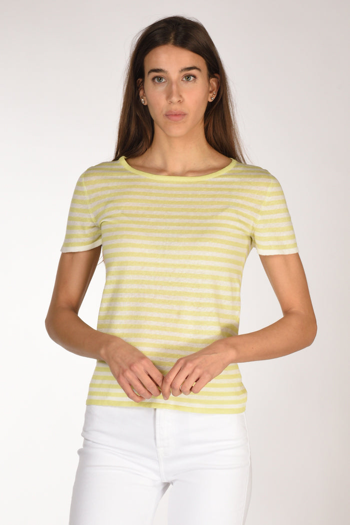 Base Milano Maglia Rigata Giallo/bianco Donna - 1