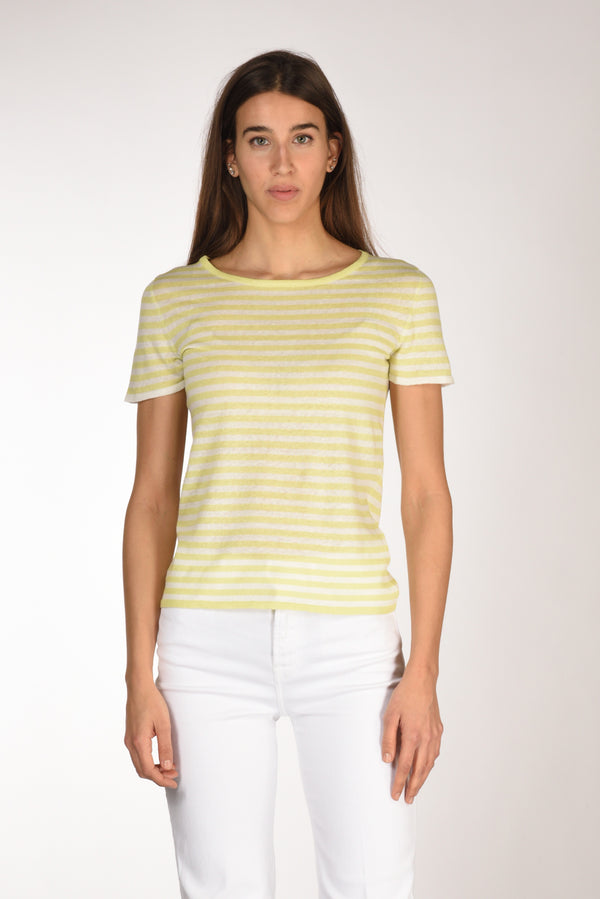 Base Milano Maglia Rigata Giallo/bianco Donna-2