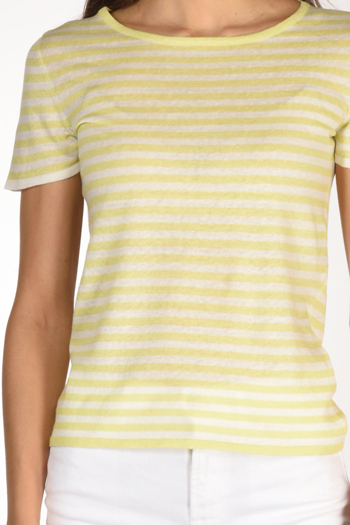 Base Milano Maglia Rigata Giallo/bianco Donna - 3