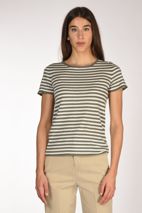 Base Milano Maglia Rigata Verde/bianco Donna-2