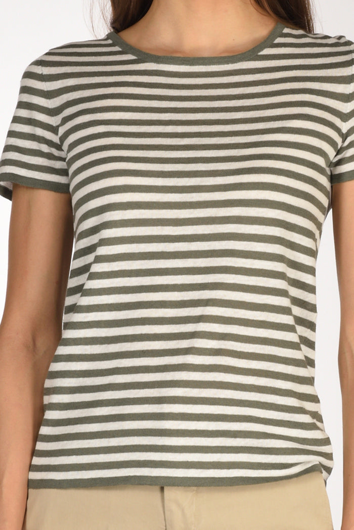 Base Milano Maglia Rigata Verde/bianco Donna - 3