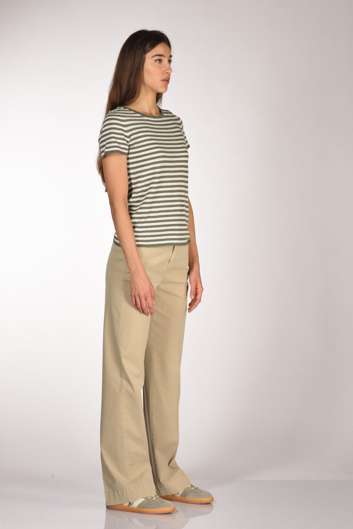 Base Milano Maglia Rigata Verde/bianco Donna - 4