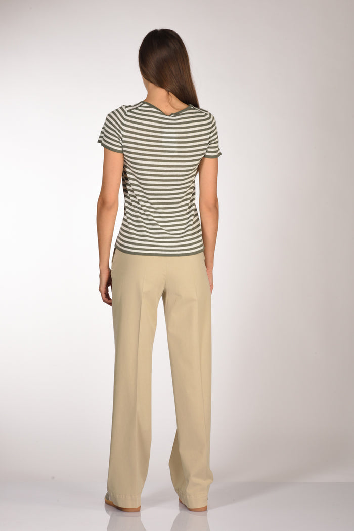 Base Milano Maglia Rigata Verde/bianco Donna - 5