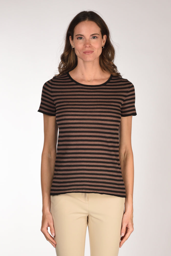 Base Milano Maglia Rigata Marrone/nero Donna - 2