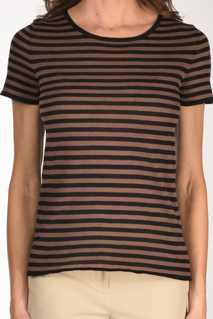 Base Milano Maglia Rigata Marrone/nero Donna - 3