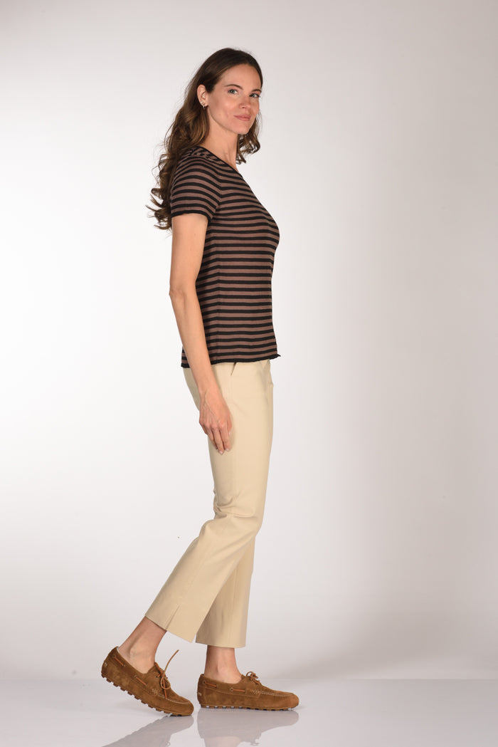 Base Milano Maglia Rigata Marrone/nero Donna - 4