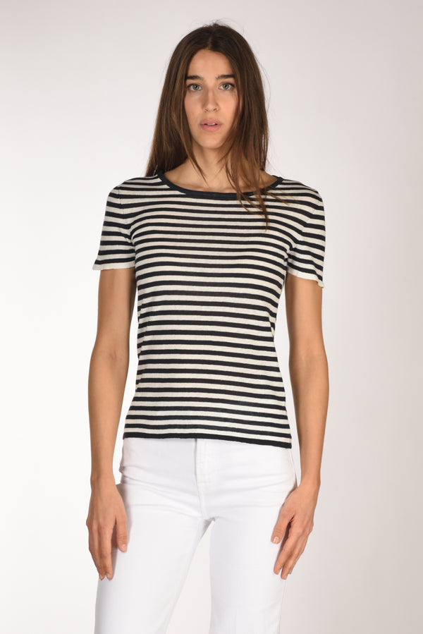 Base Milano Maglia Rigata Blu/bianco Donna