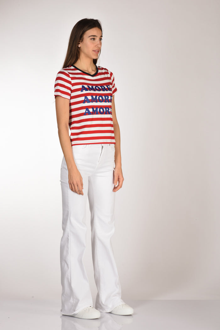 Alessandro Enriquez Tshirt Stampa Bianco/rosso Donna - 4