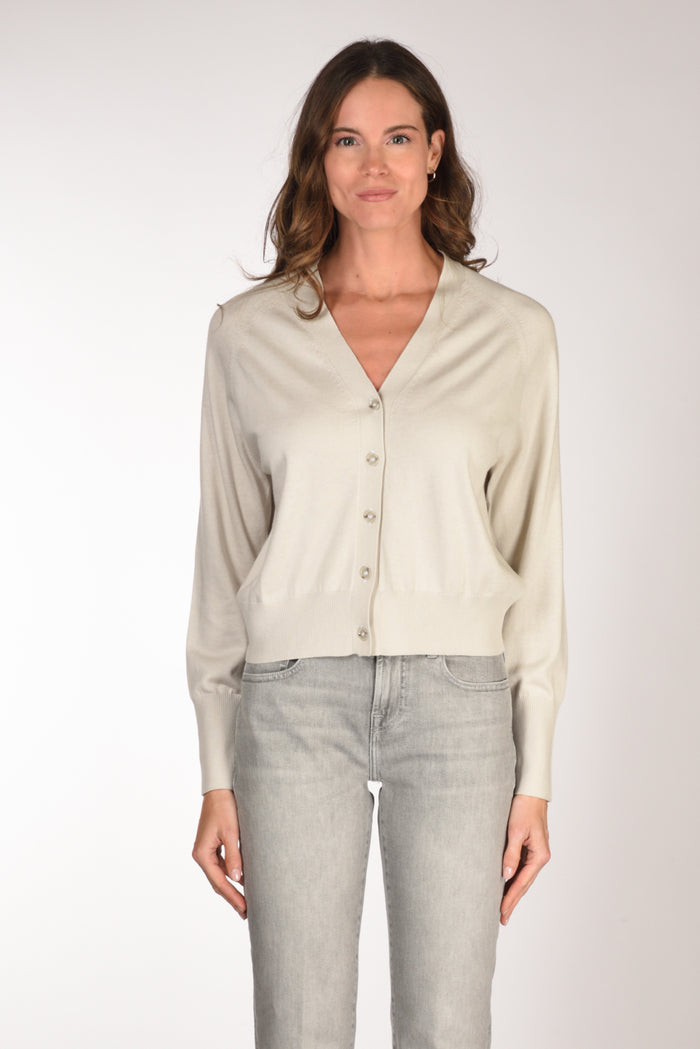 Allude Maglia Cardigan Beige Chiaro Donna - 2