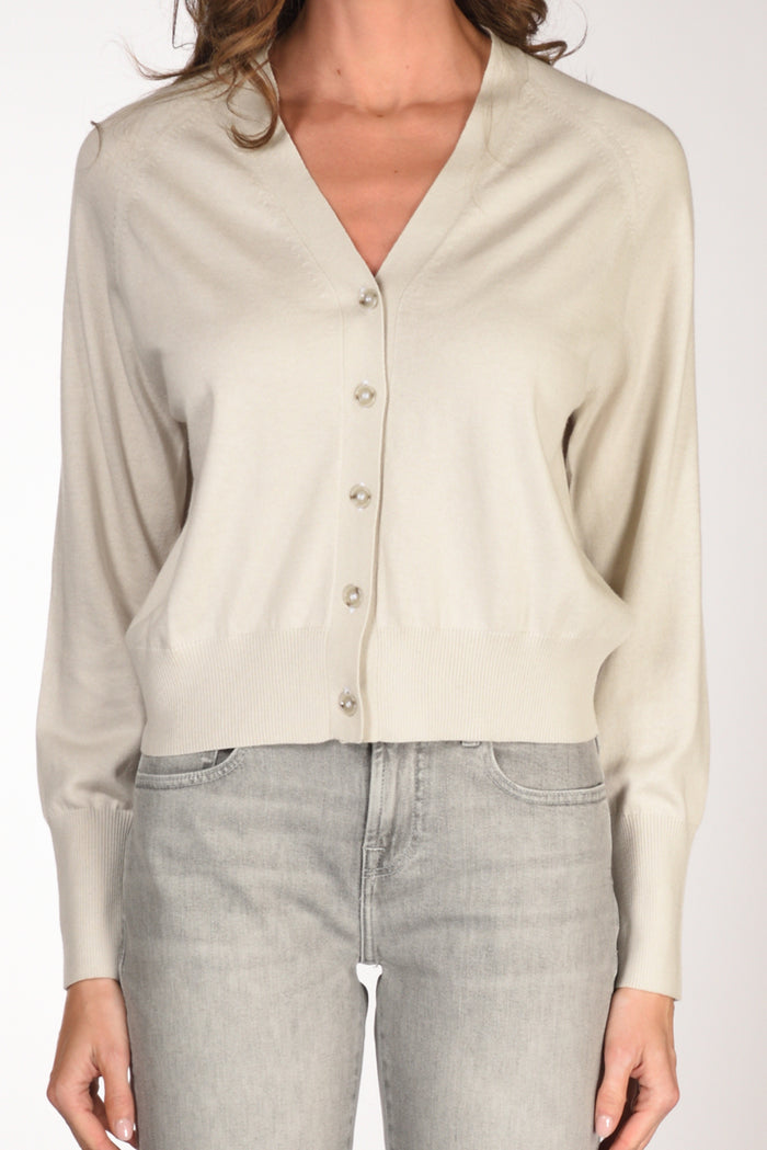 Allude Maglia Cardigan Beige Chiaro Donna - 3
