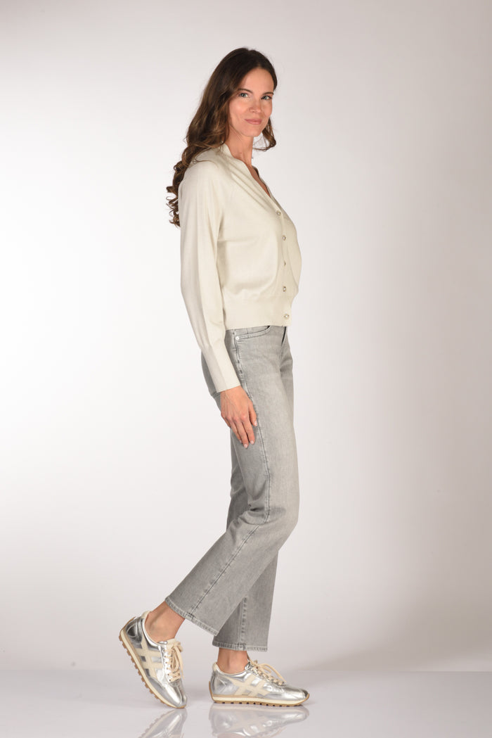 Allude Maglia Cardigan Beige Chiaro Donna - 4