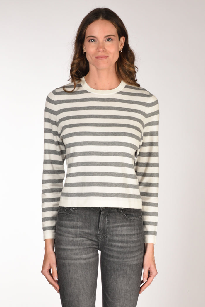 Allude Maglia Rigata Grigio/bianco Donna - 2