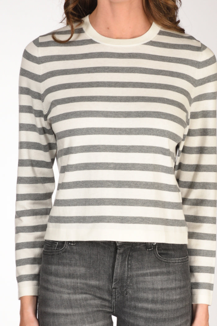 Allude Maglia Rigata Grigio/bianco Donna - 3