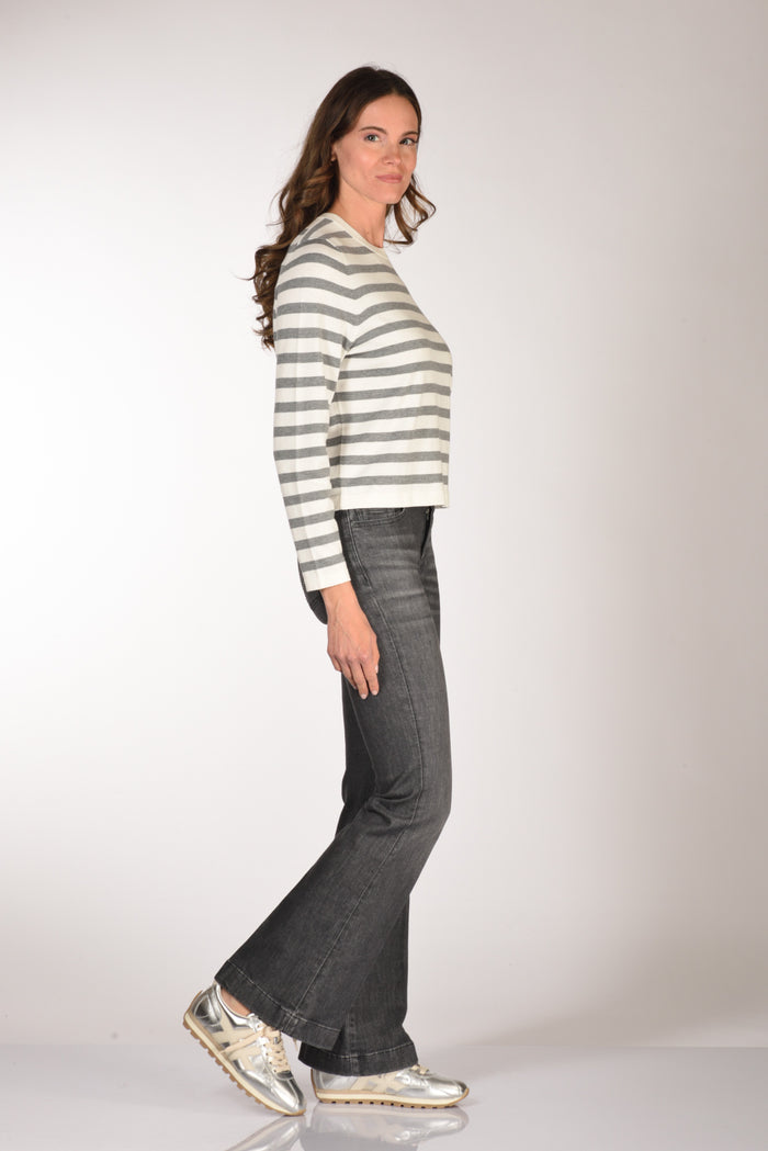 Allude Maglia Rigata Grigio/bianco Donna - 4