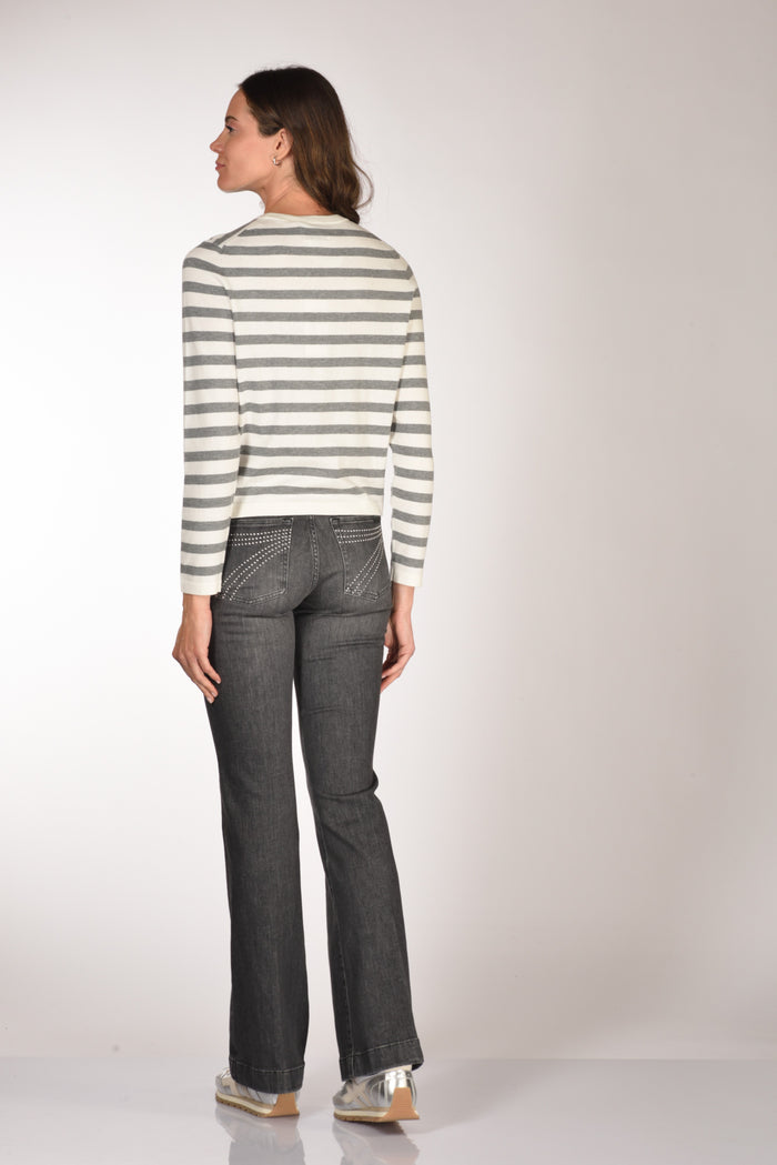 Allude Maglia Rigata Grigio/bianco Donna - 5