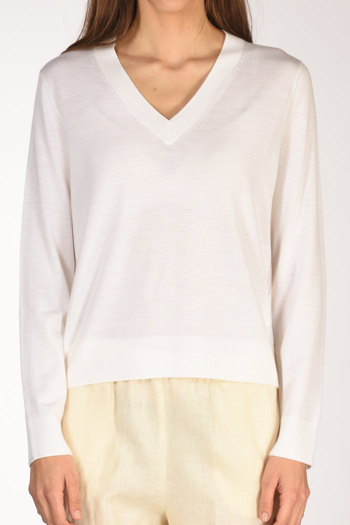 Allude Maglia V Bianco Donna - 3