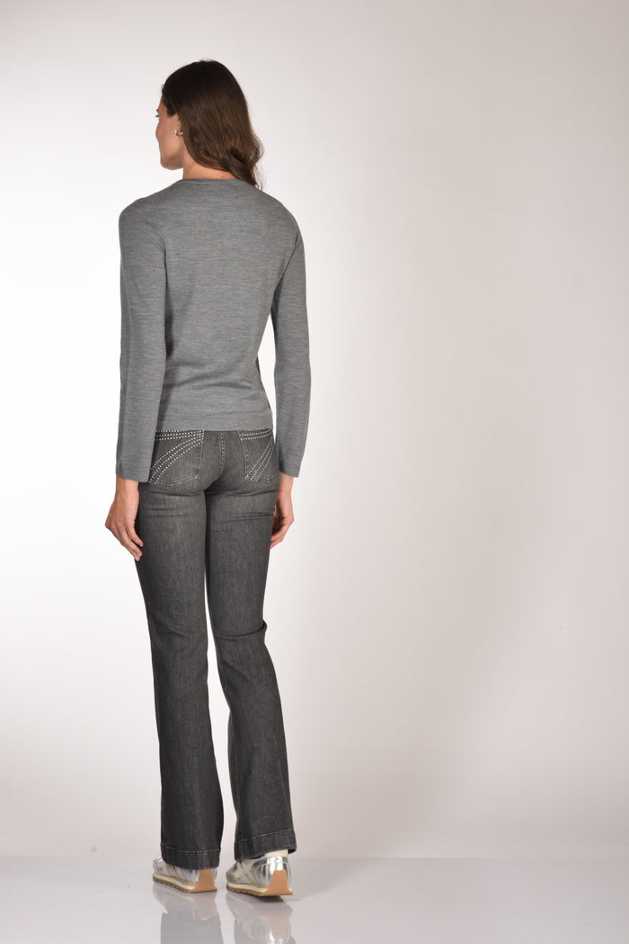 Allude Maglia Girocollo Grigio Donna - 5