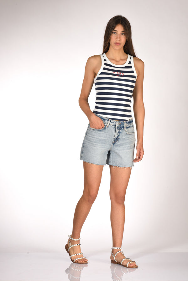 7 For All Mankind Shorts Monroe Azzurro Donna-2