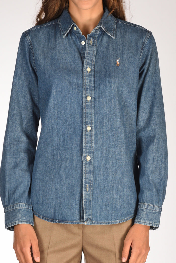 Polo Ralph Lauren Camicia Denim Blu Jeans Donna - 3